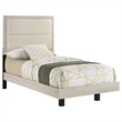 Pemberly Row 54 Inch Twin Panel Bed with Boucle Headboard in Rustic Cream