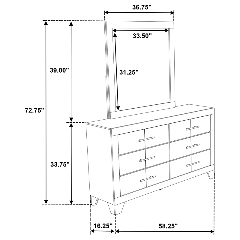 Pemberly Row 6 Drawer Bedroom Dresser with Mirror in Rustic Cream