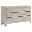 Pemberly Row 6 Drawer Bedroom Dresser with Nickel Handles in Rustic Cream