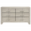 Pemberly Row 6 Drawer Bedroom Dresser with Nickel Handles in Rustic Cream