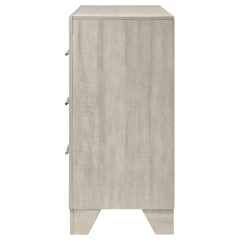 Pemberly Row 6 Drawer Bedroom Dresser with Nickel Handles in Rustic Cream