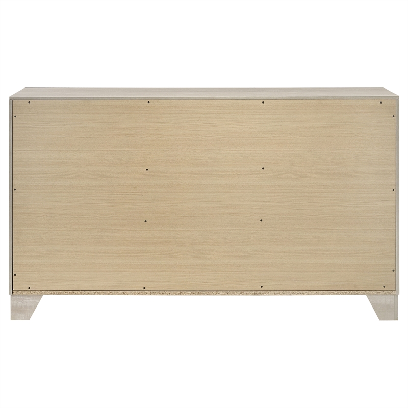 Pemberly Row 6 Drawer Bedroom Dresser with Nickel Handles in Rustic Cream
