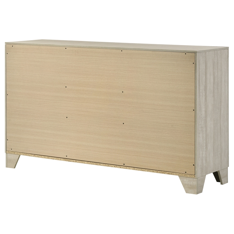Pemberly Row 6 Drawer Bedroom Dresser with Nickel Handles in Rustic Cream