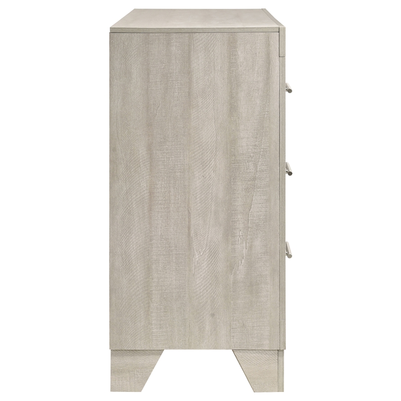 Pemberly Row 6 Drawer Bedroom Dresser with Nickel Handles in Rustic Cream