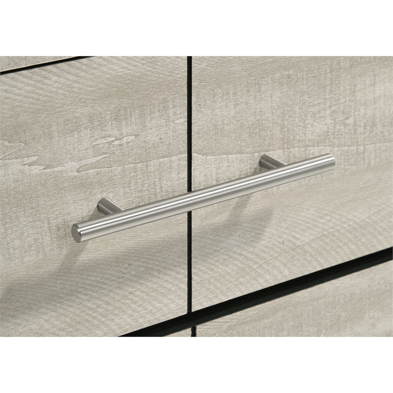 Pemberly Row 6 Drawer Bedroom Dresser with Nickel Handles in Rustic Cream