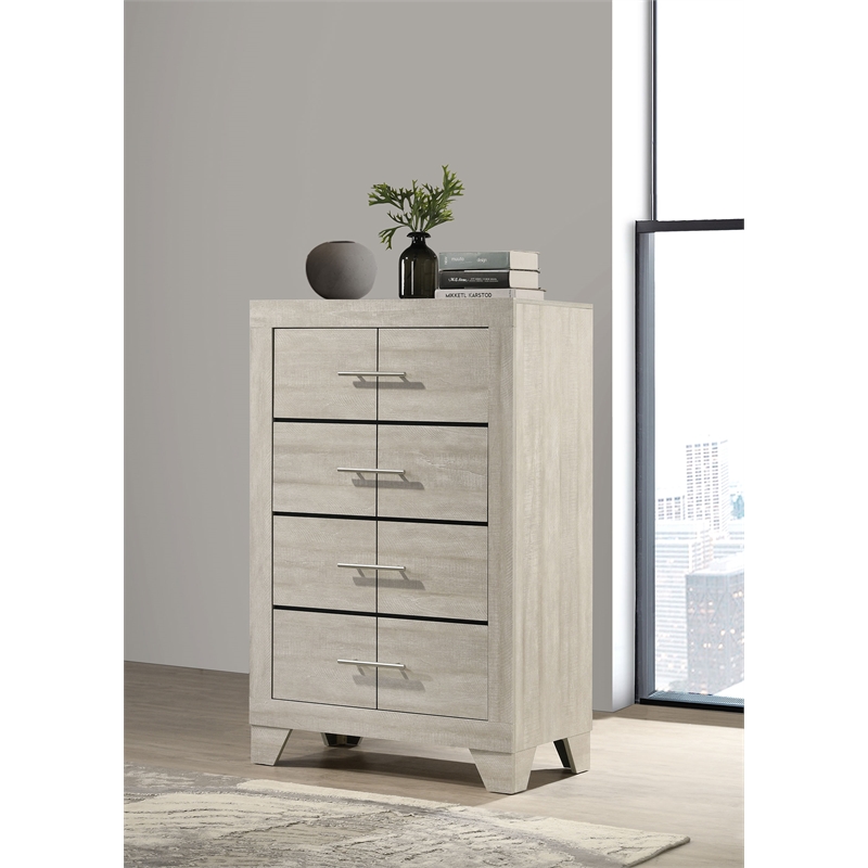 Pemberly Row 4 Drawer Bedroom Chest of Drawers in Rustic Cream