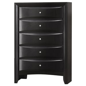 Pemberly Row 5 Drawer Transitional Wood Bedroom Chest in Black
