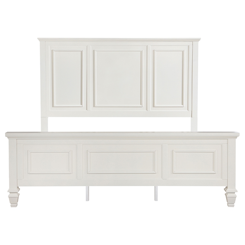 Pemberly Row 63 Inch Eastern King Carved Panel Bed in Cream White