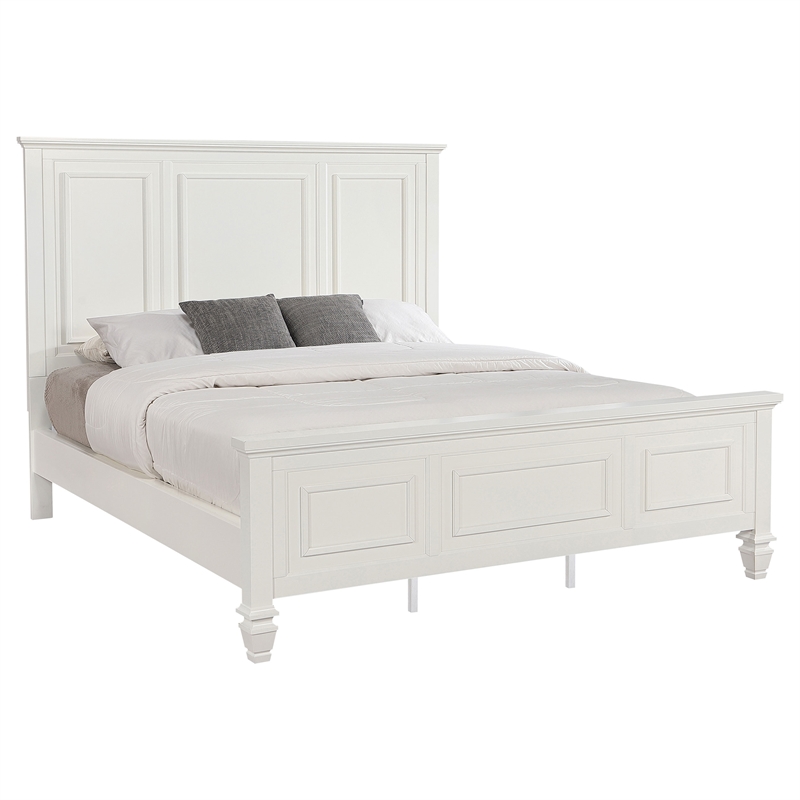Pemberly Row 63 Inch California King Panel Bed in Cream White