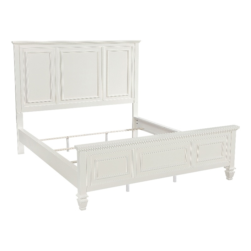 Pemberly Row 63 Inch California King Panel Bed in Cream White