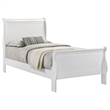 Pemberly Row 47 Inch Twin Curvy Sleigh Panel Bed in Crisp White
