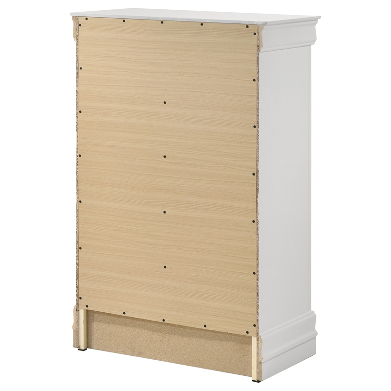 Pemberly Row 5 Drawer Bedroom Chest with Hanging Pulls in White