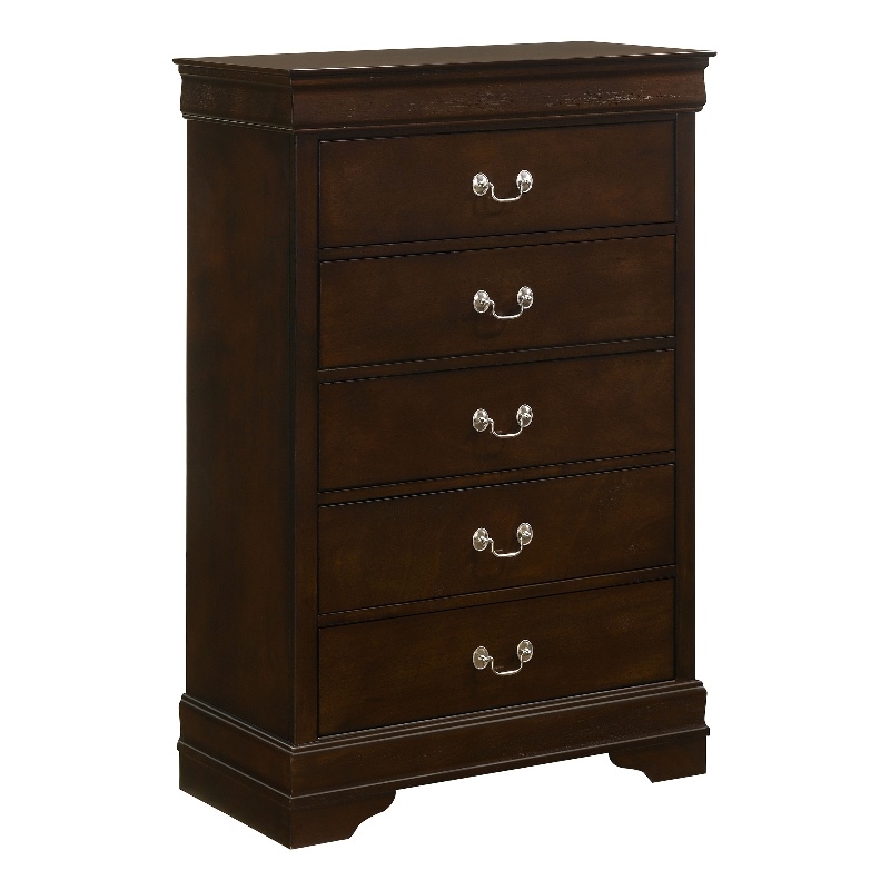 Pemberly Row 5 Drawer Traditional Bedroom Chest in Cappuccino