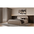 Pemberly Row Eastern King Upholstered Storage Platform Bed in Beige