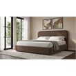 Pemberly Row Eastern King Upholstered Storage Platform Bed in Chocolate