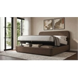 Pemberly Row Eastern King Upholstered Storage Platform Bed in Chocolate