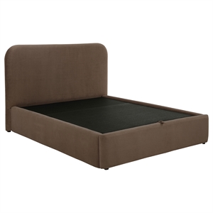 Pemberly Row Full Upholstered Storage Platform Bed in Chocolate