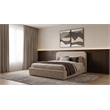 Pemberly Row Queen Upholstered Storage Platform Bed in Beige