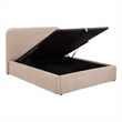Pemberly Row Queen Upholstered Storage Platform Bed in Beige