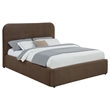 Pemberly Row Queen Upholstered Storage Platform Bed in Chocolate