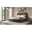 Pemberly Row Queen Upholstered Storage Platform Bed in Chocolate