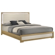 Pemberly Row Eastern King LED Panel Bed in Natural and White