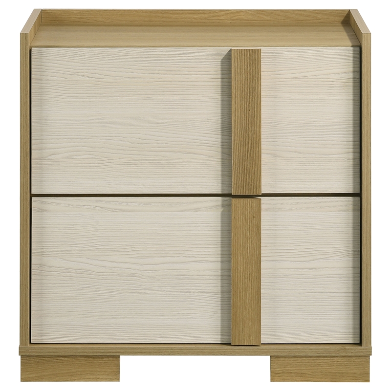 Pemberly Row 2 Drawer Nightstand Bedside Table in Natural and White