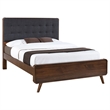 Pemberly Row Full Platform Bed with Tufted Headboard in Dark Walnut