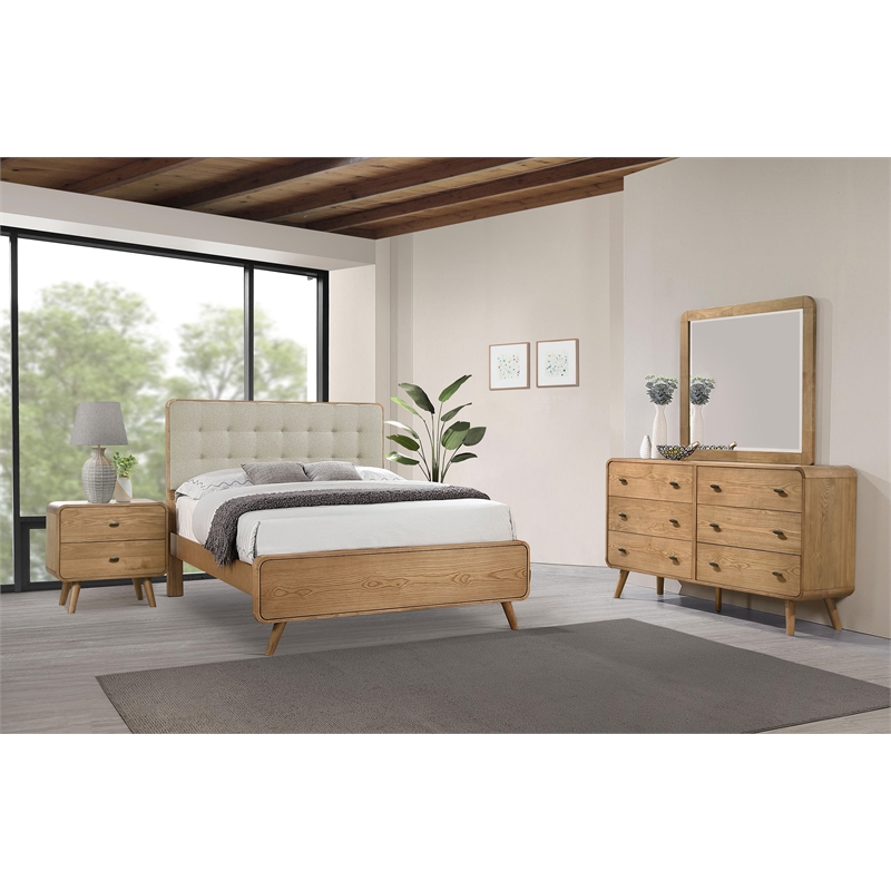 Pemberly Row 4 Piece Mid-Century Eastern King Set in Light Ash