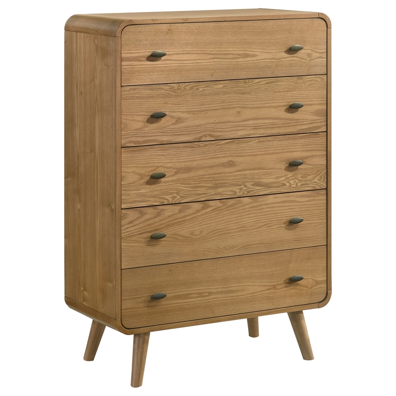 Pemberly Row 5 Piece Mid-Century Eastern King Set in Light Ash