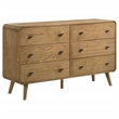 Pemberly Row 4 Piece Mid-Century Queen Bedroom Set in Light Ash