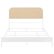 Pemberly Row Radio Weave Rattan Metal Queen Bed in Coastal White