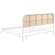 Pemberly Row Radio Weave Rattan Metal Eastern King Bed in White