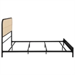Pemberly Row Radio Weave Rattan Metal Queen Bed in Bold Black