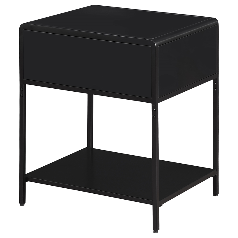 Pemberly Row 1 Drawer Radio Weave Cane Bedside Table in Black