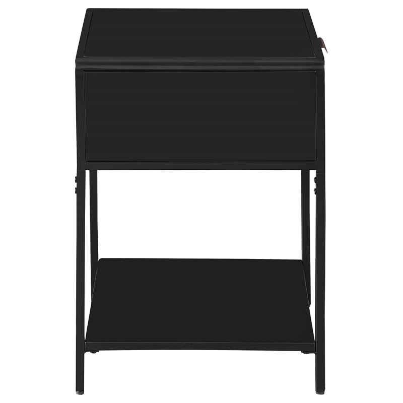 Pemberly Row 1 Drawer Radio Weave Cane Bedside Table in Black