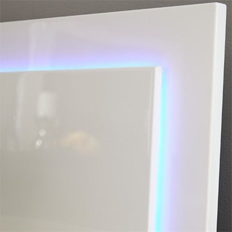 Pemberly Row Queen LED Panel Bed with Touch Switch in White High Gloss