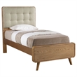 Pemberly Row Twin Platform Bed with Tufted Headboard in Light Ash