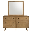 Pemberly Row 6 Drawer Mid-Century Dresser and Mirror in Light Ash