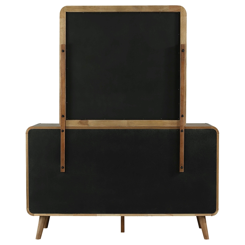 Pemberly Row 6 Drawer Mid-Century Dresser and Mirror in Light Ash