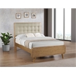 Pemberly Row Full Platform Bed with Tufted Headboard in Light Ash