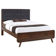 Pemberly Row Queen Platform Bed with Tufted Headboard in Dark Walnut