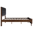 Pemberly Row Queen Platform Bed with Tufted Headboard in Dark Walnut