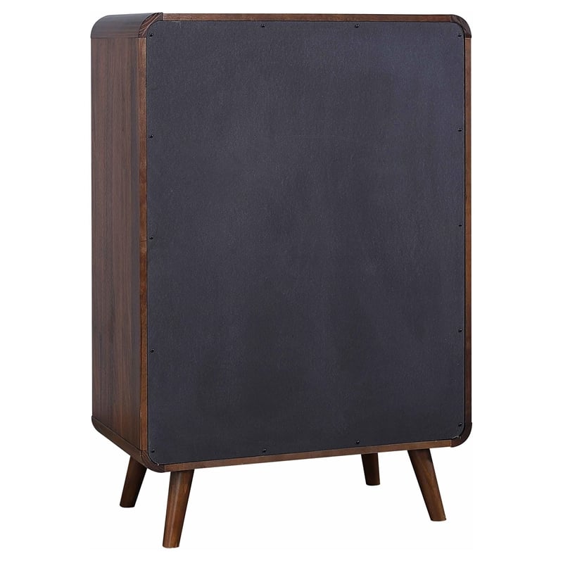 Pemberly Row 5 Drawer Mid-Century Chest of Drawers in Dark Walnut