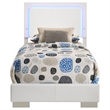 Pemberly Row Twin LED Panel Bed with Touch Switch in White High Gloss