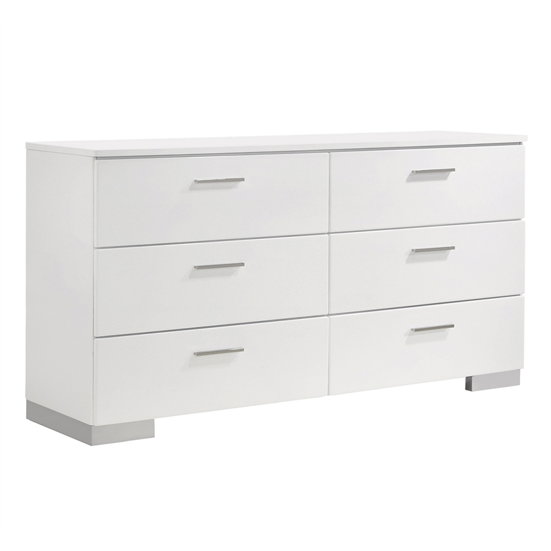 Pemberly Row 5 Piece Twin LED Bedroom Set in White High Gloss