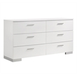 Pemberly Row 5 Piece Twin LED Bedroom Set in White High Gloss