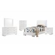 Pemberly Row 5 Piece Twin LED Bedroom Set in White High Gloss