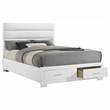 Pemberly Row Channel Tufted Eastern King Storage Bed in White High Gloss