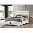 Pemberly Row Channel Tufted Queen Storage Bed in White High Gloss